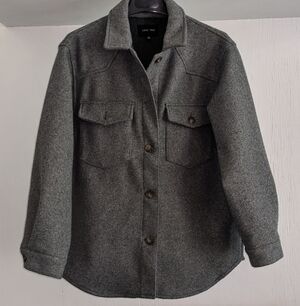 Love Tree Gray Wool-Blend Button-Up Shacket